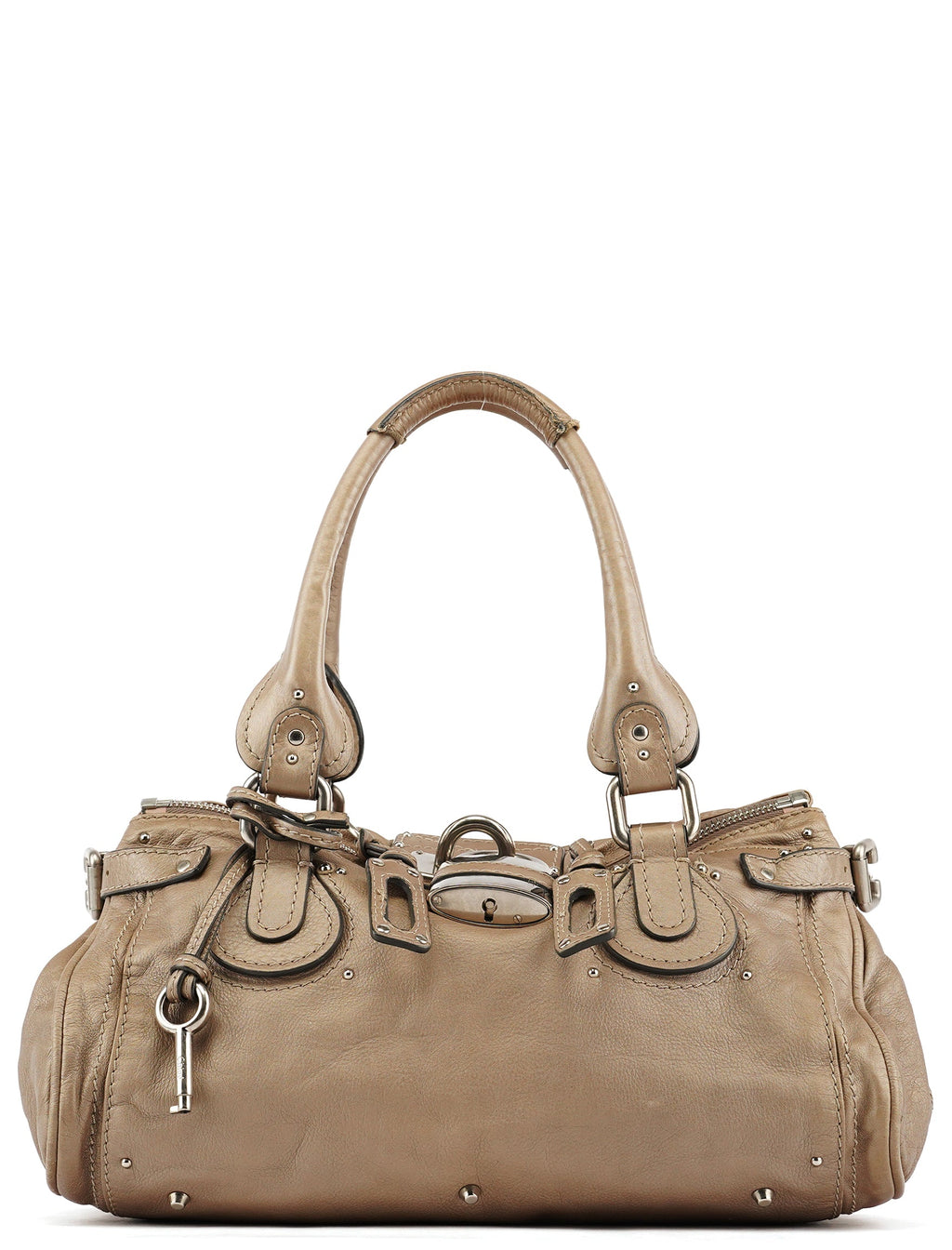 Greige Leather Paddington Shoulder Bag