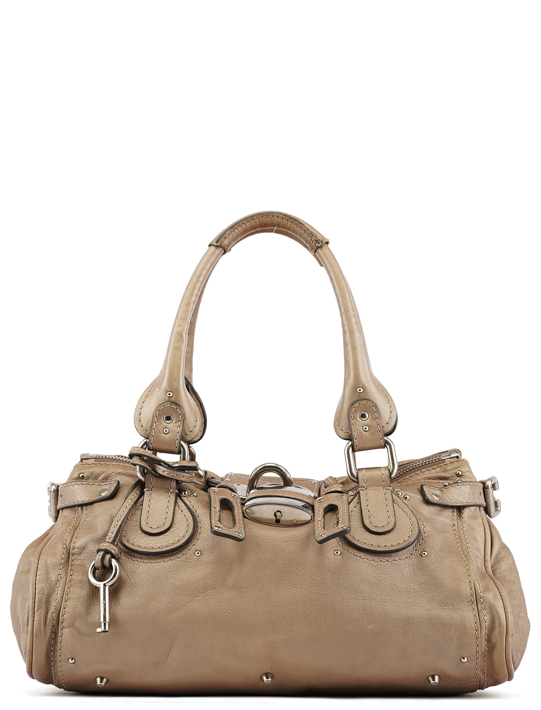 Greige Leather Paddington Shoulder Bag