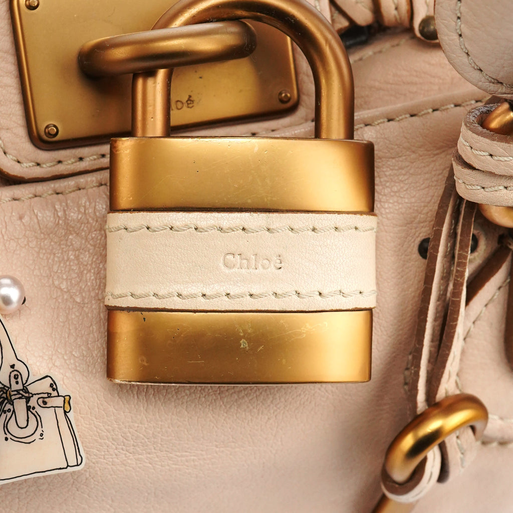 Beige Leather Paddington Top Handle Bag