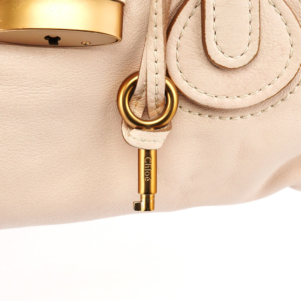 Beige Leather Paddington Top Handle Bag