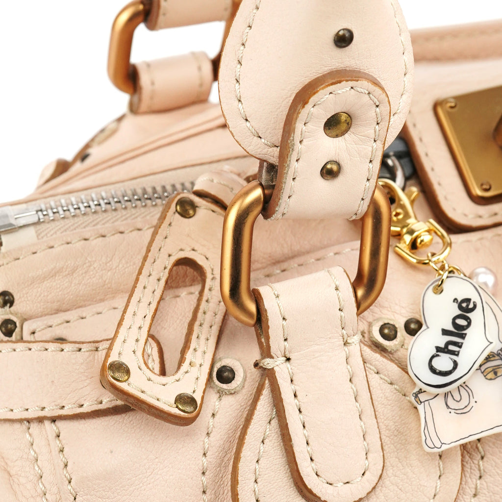 Beige Leather Paddington Top Handle Bag