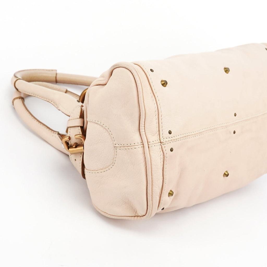 Beige Leather Paddington Top Handle Bag