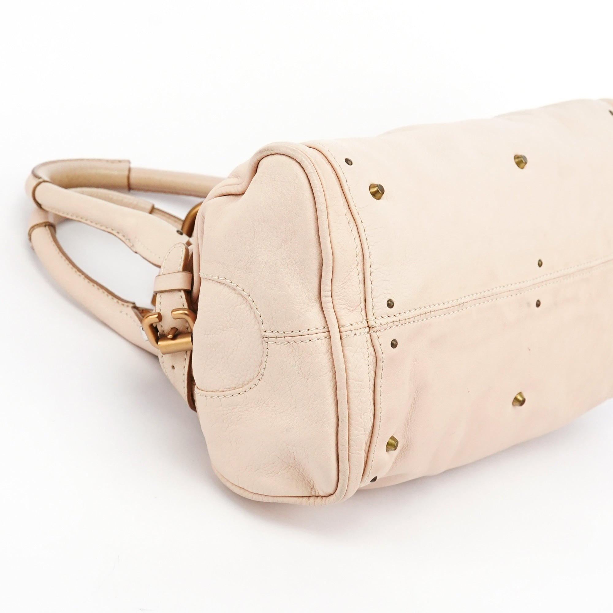 Beige Leather Paddington Top Handle Bag