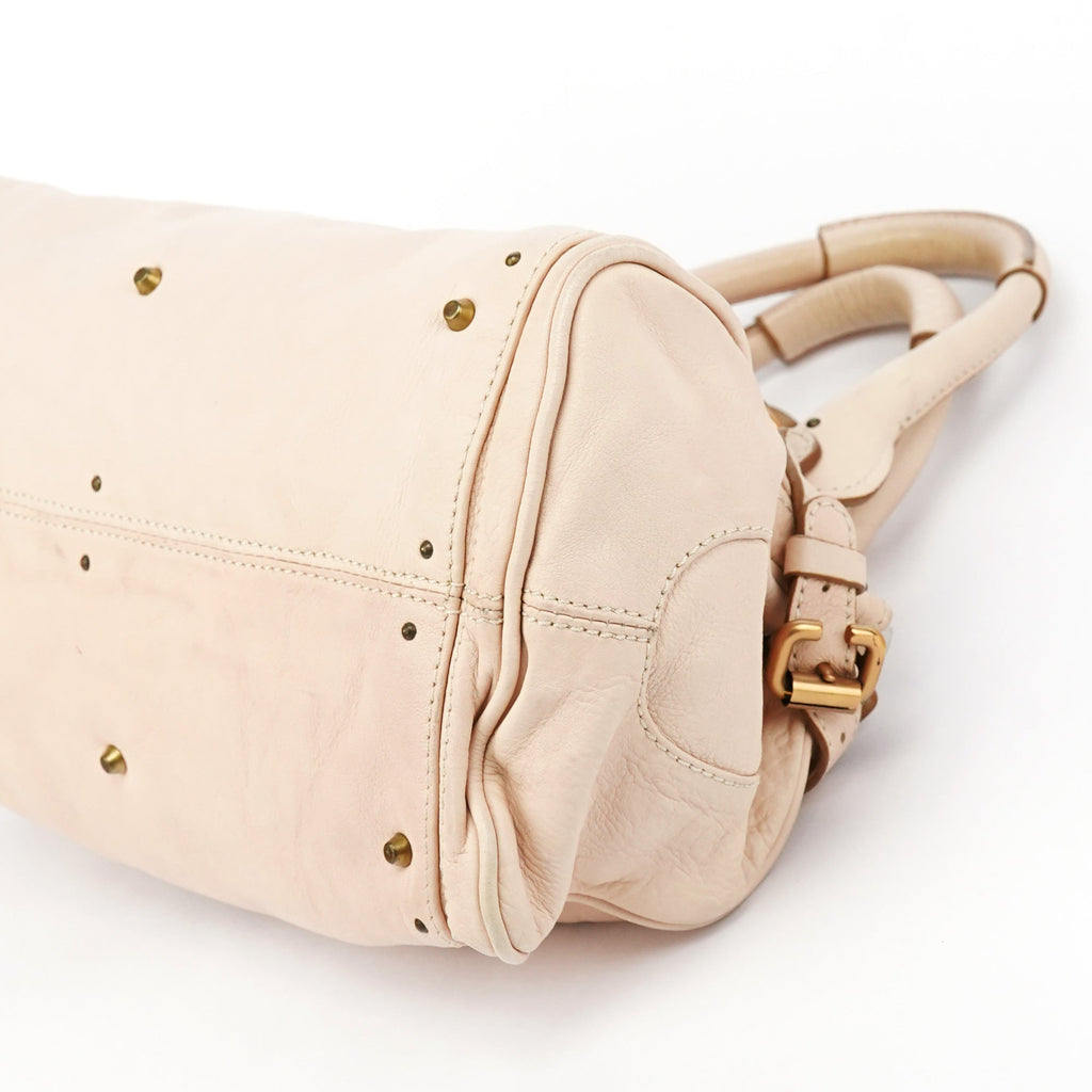 Beige Leather Paddington Top Handle Bag
