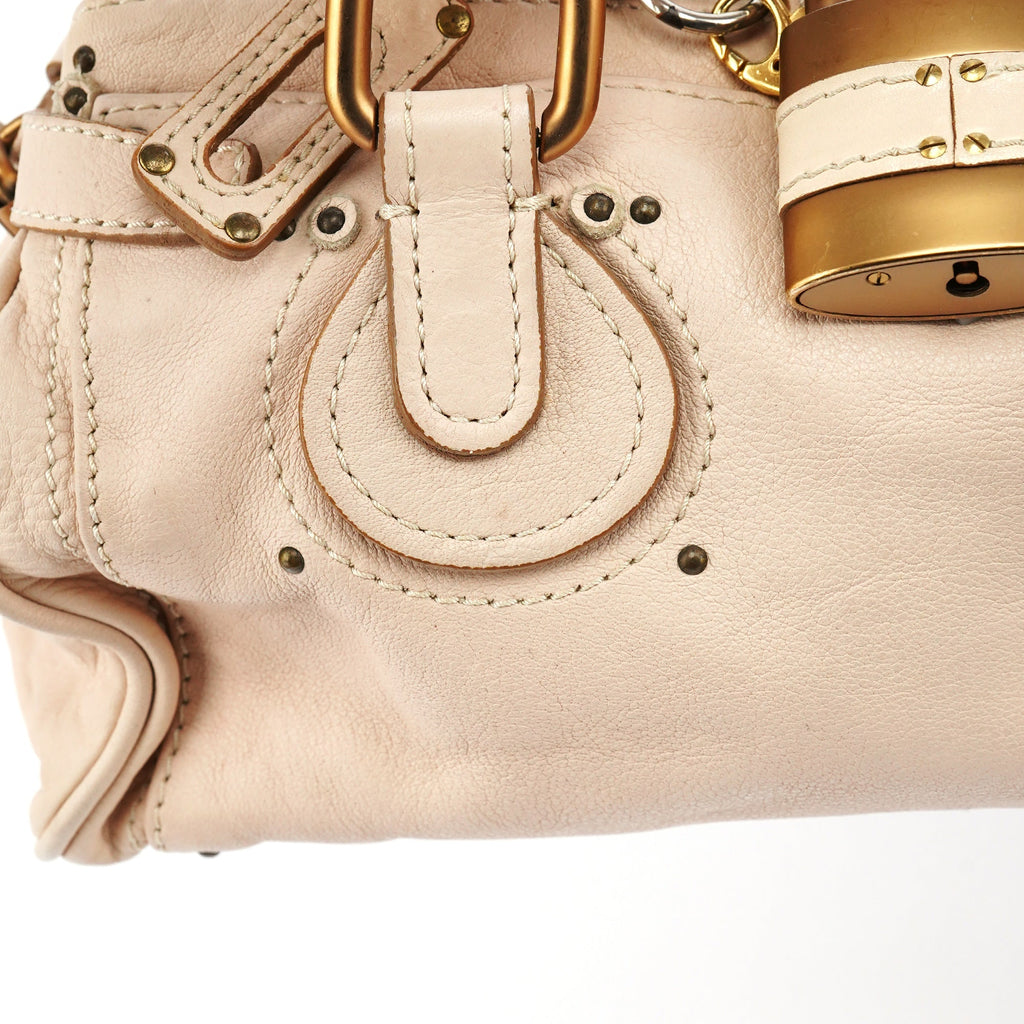 Beige Leather Paddington Top Handle Bag