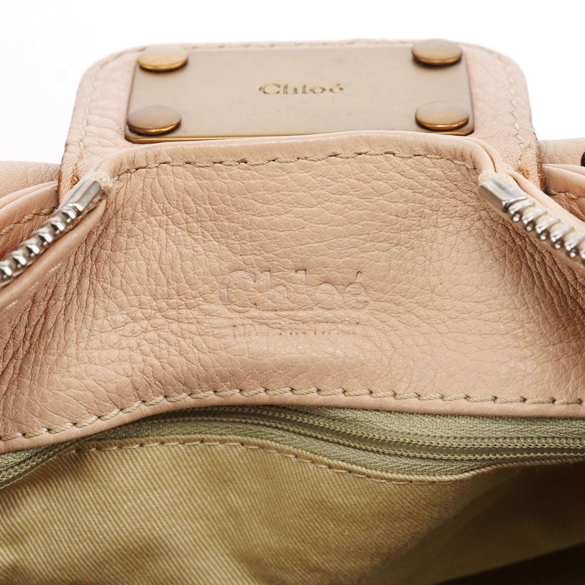 Beige Leather Paddington Top Handle Bag