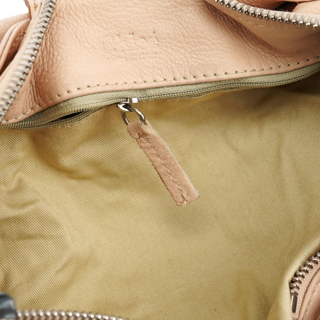 Beige Leather Paddington Top Handle Bag