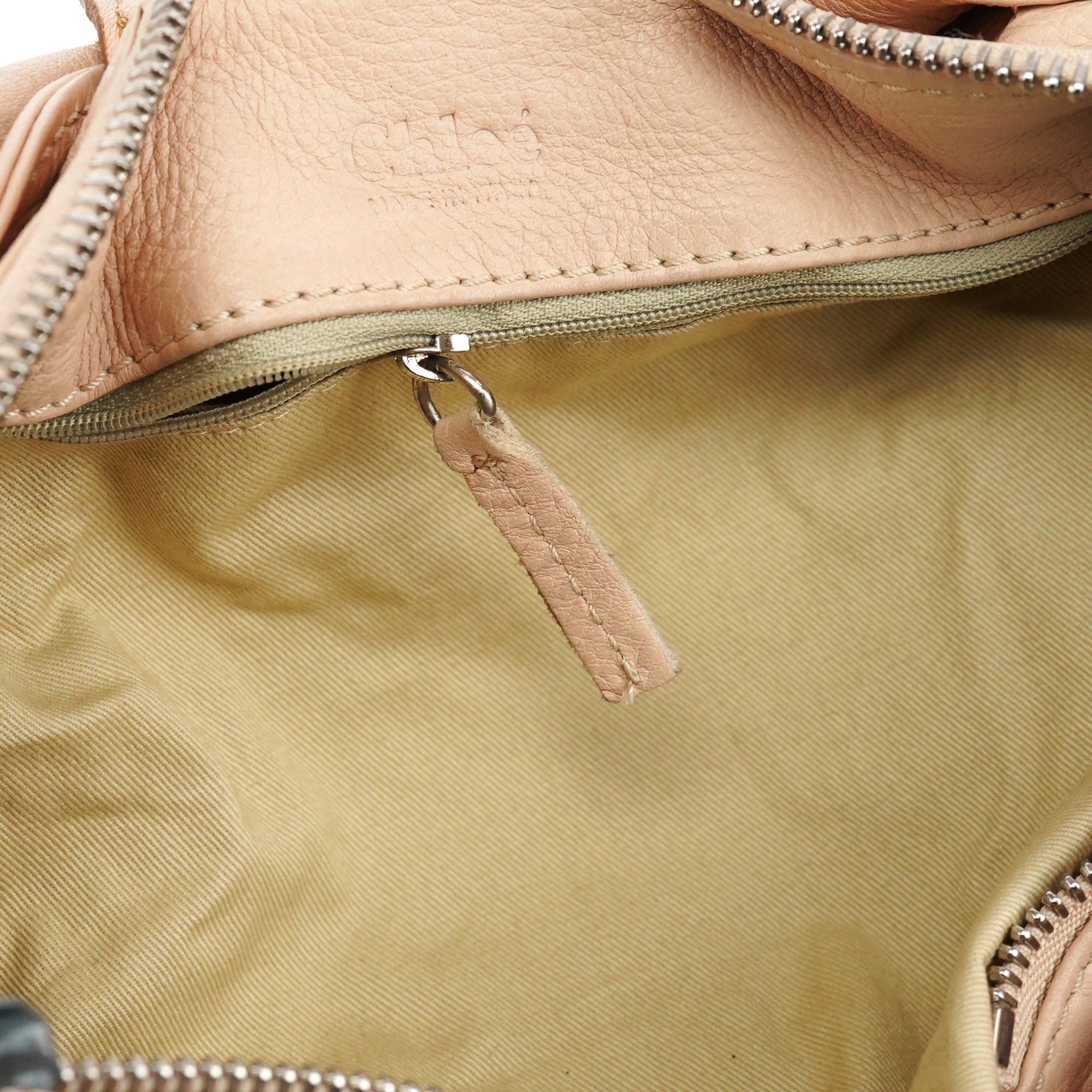 Beige Leather Paddington Top Handle Bag