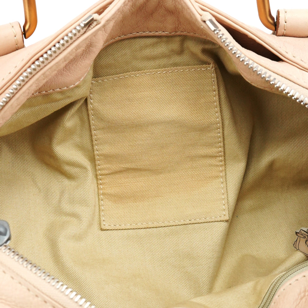 Beige Leather Paddington Top Handle Bag
