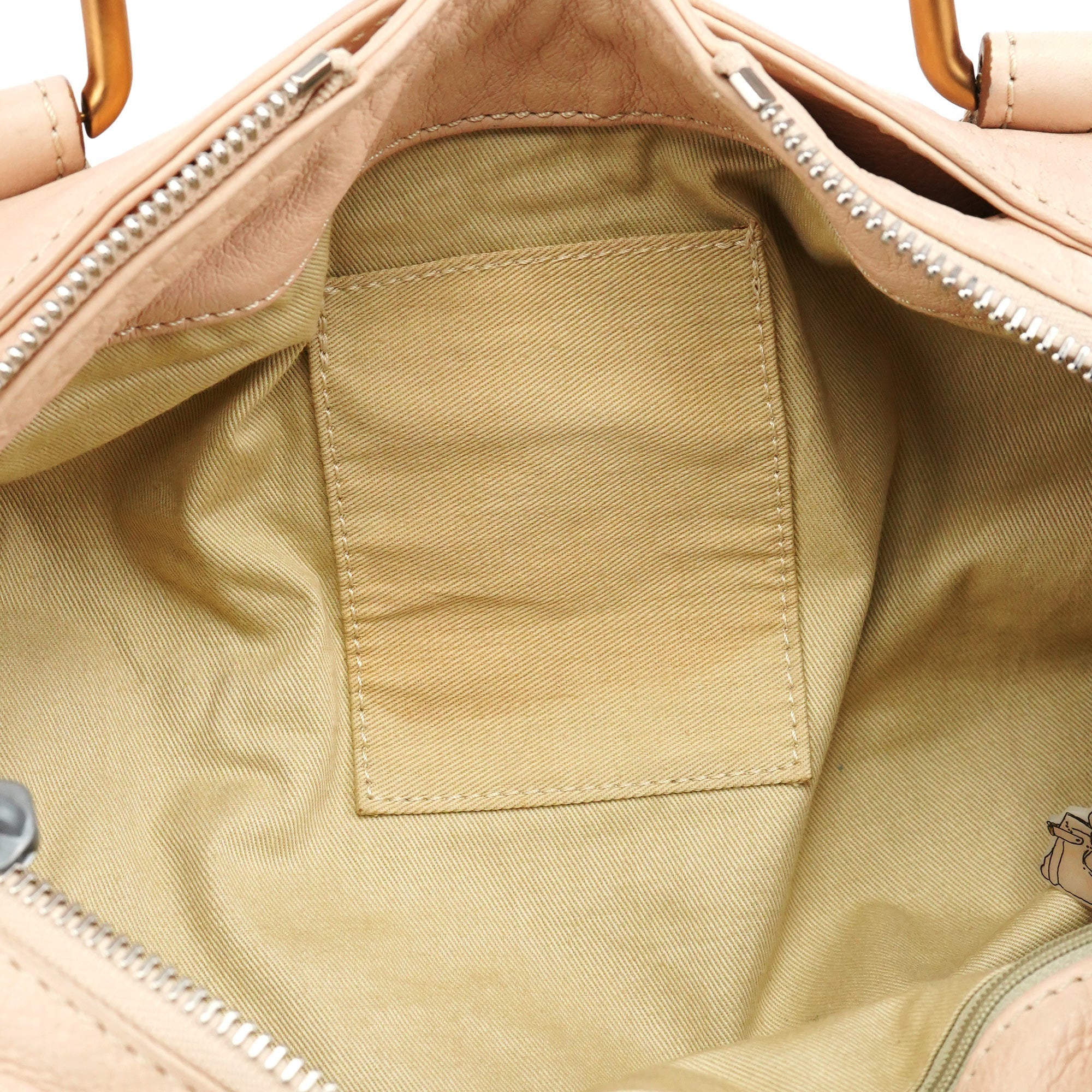 Beige Leather Paddington Top Handle Bag