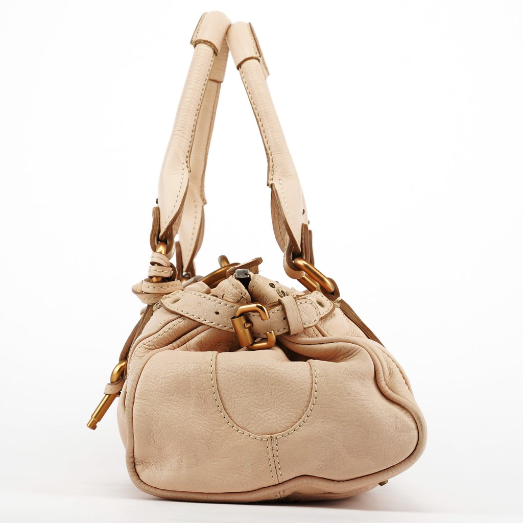 Beige Leather Paddington Top Handle Bag