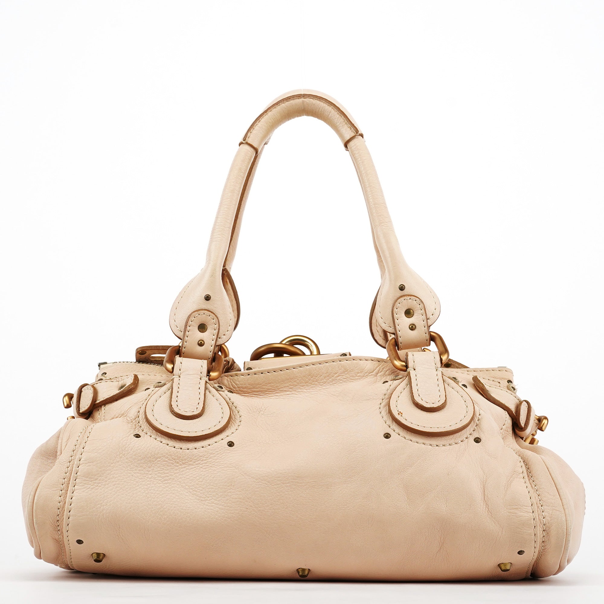 Beige Leather Paddington Top Handle Bag