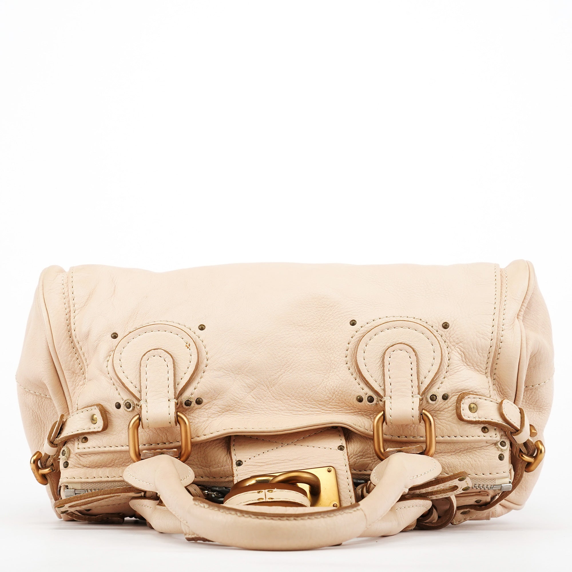 Beige Leather Paddington Top Handle Bag