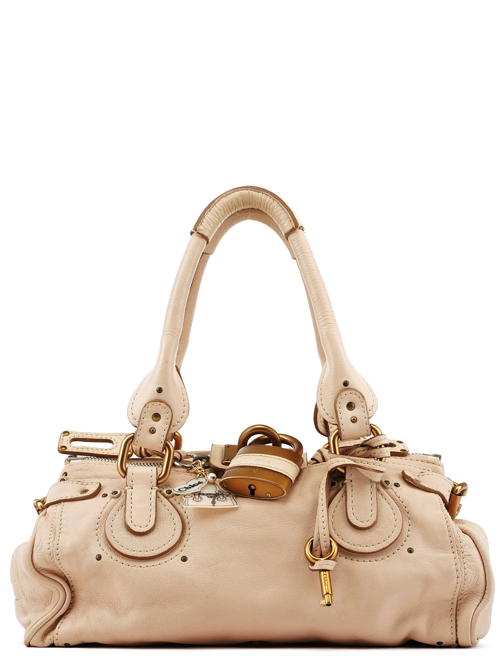 Beige Leather Paddington Top Handle Bag