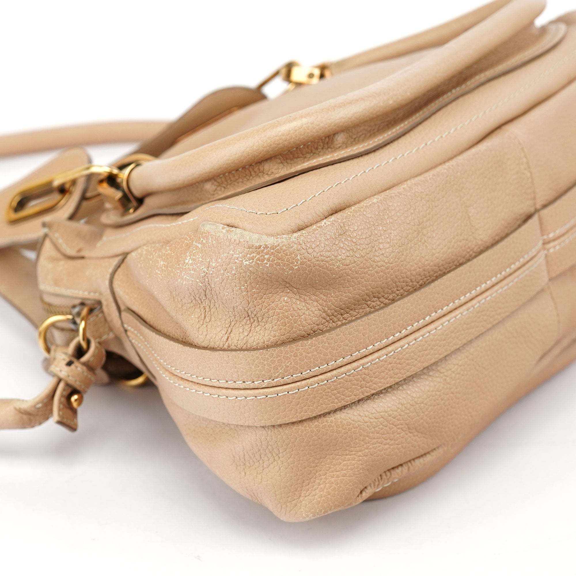 Beige Leather Paraty 2-Way Shoulder Bag