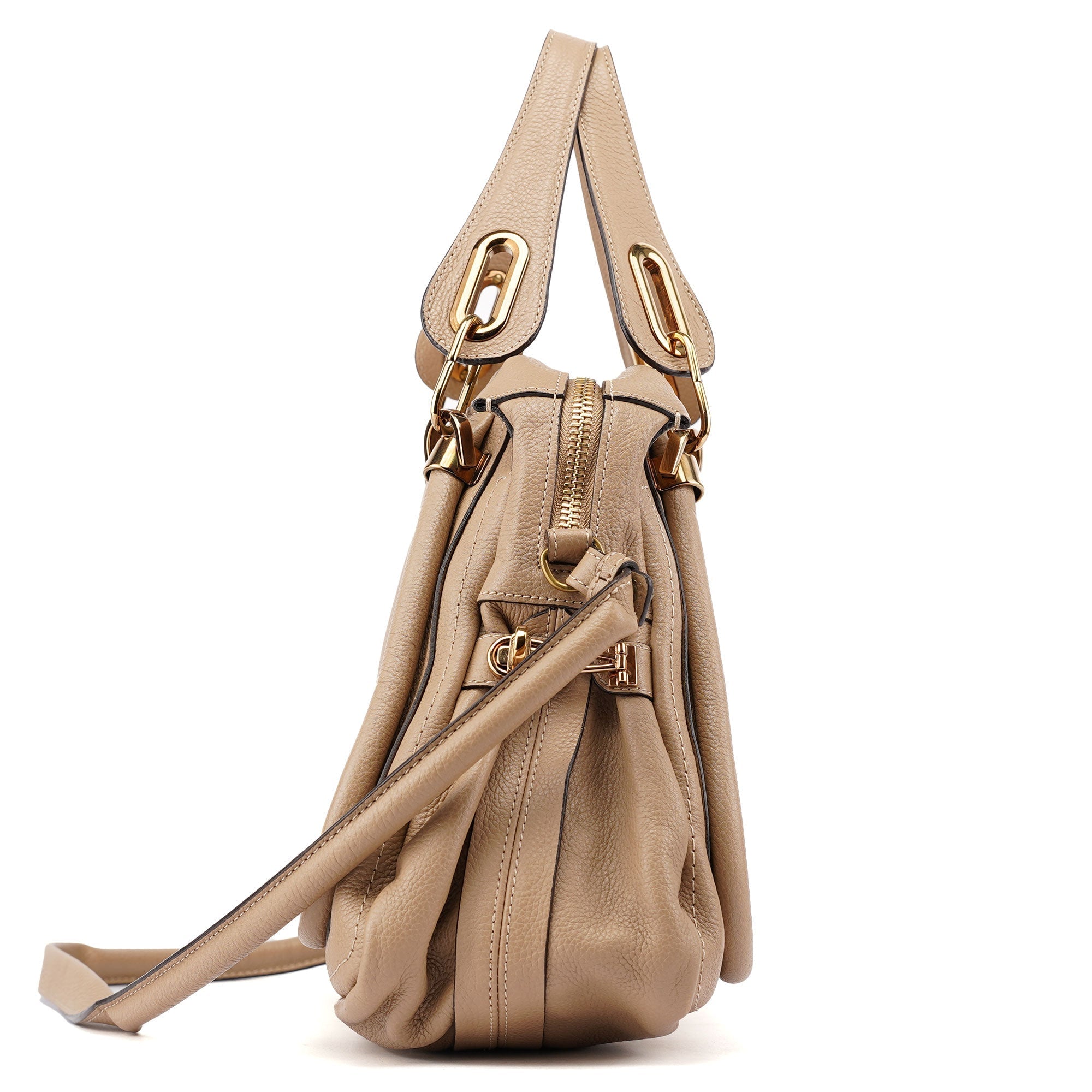 Beige Leather Paraty 2-Way Shoulder Bag