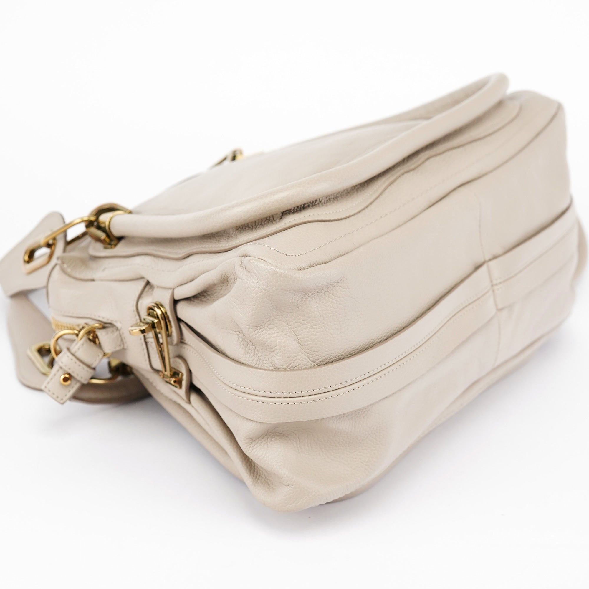 Beige Leather Paraty 2-Way Shoulder Bag