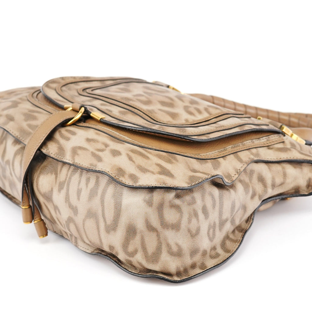 Beige Leopard Leather Marcie Bag 1/150