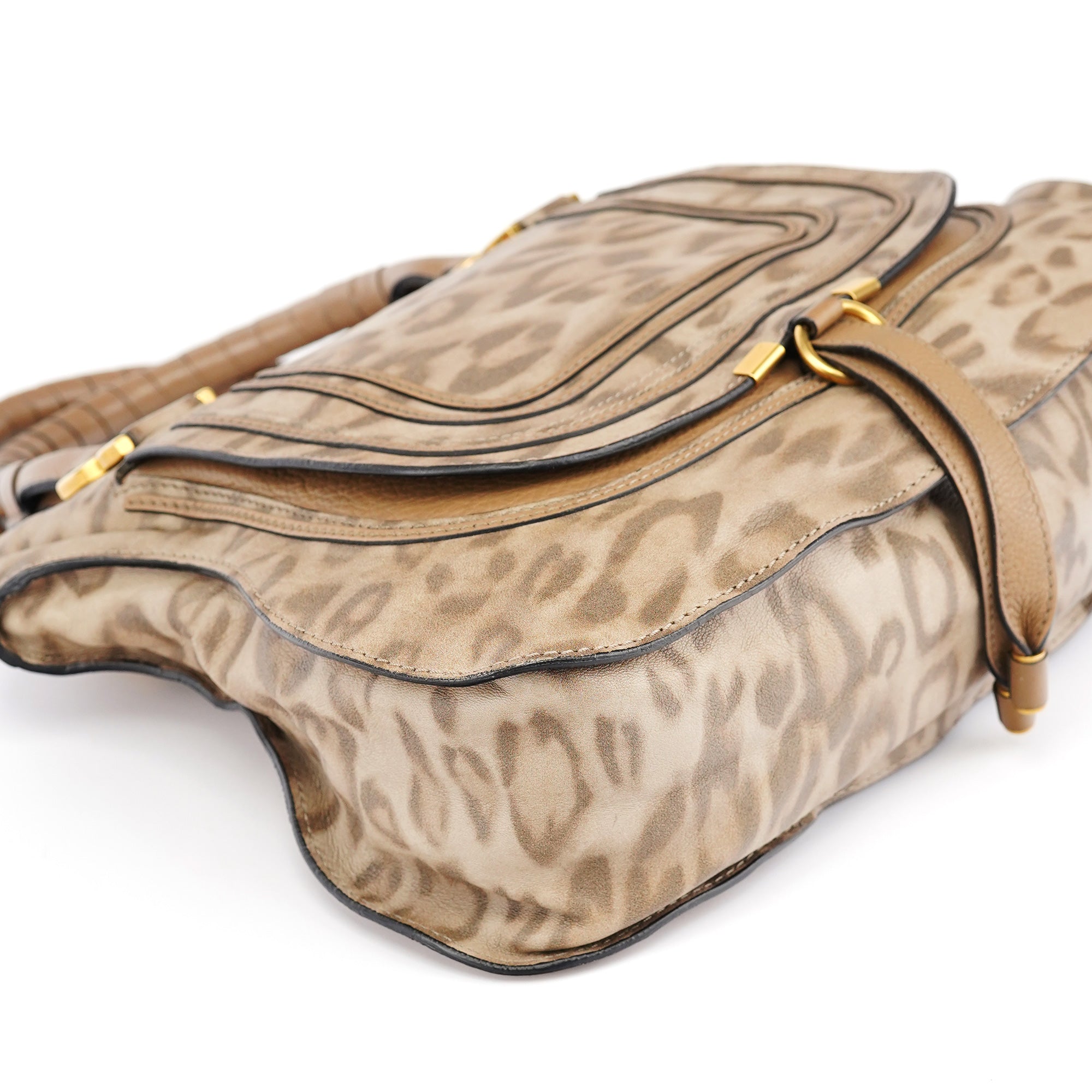 Beige Leopard Leather Marcie Bag 1/150