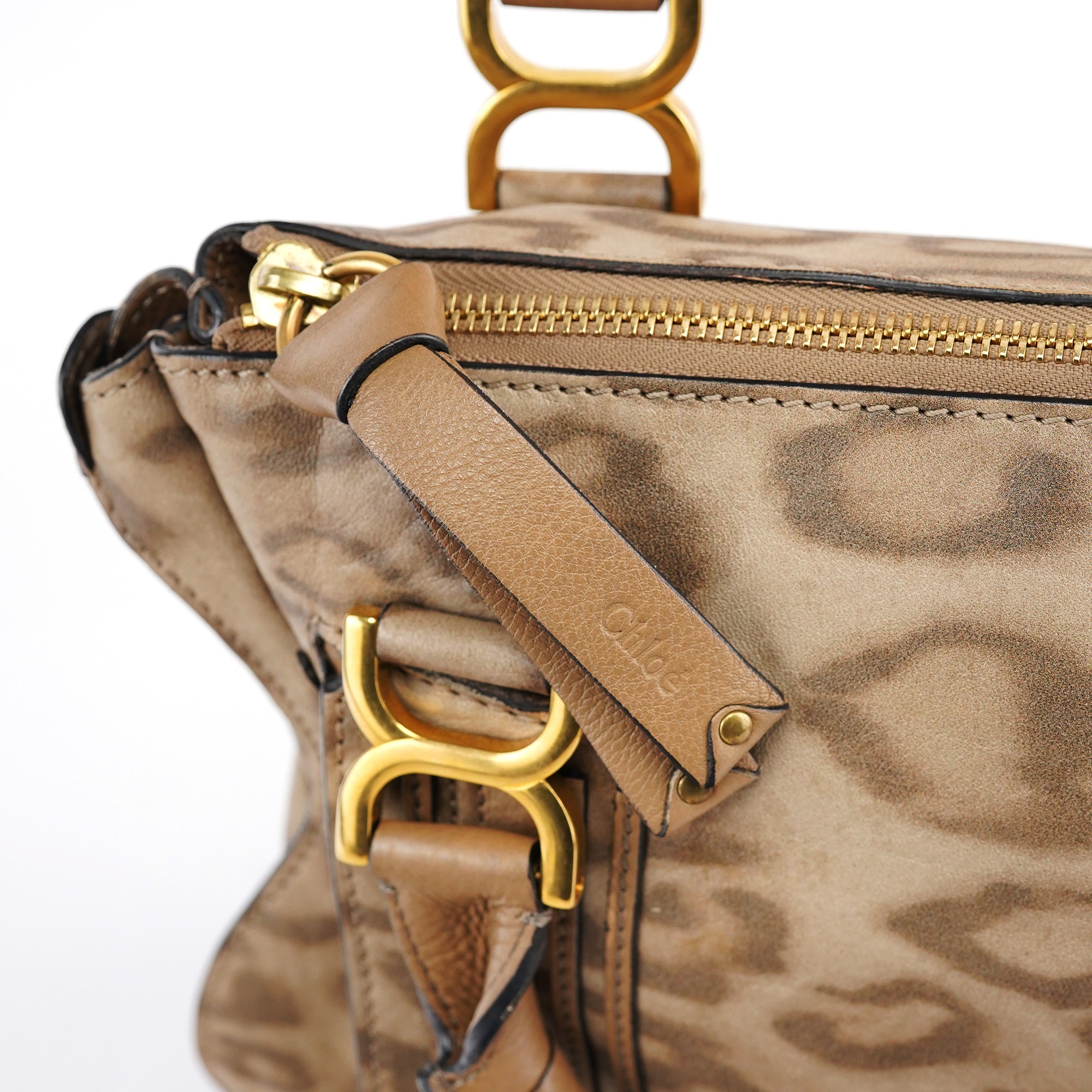 Beige Leopard Leather Marcie Bag 1/150