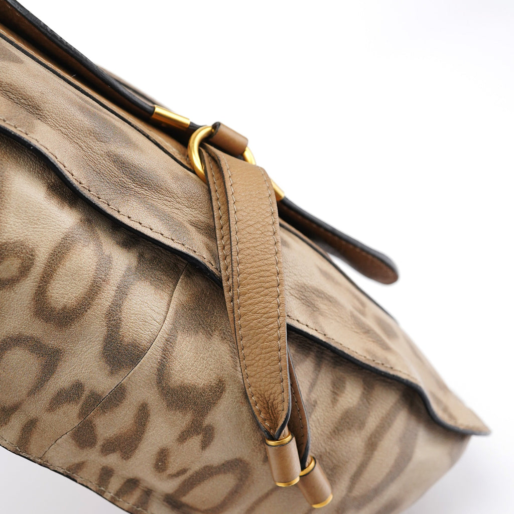 Beige Leopard Leather Marcie Bag 1/150