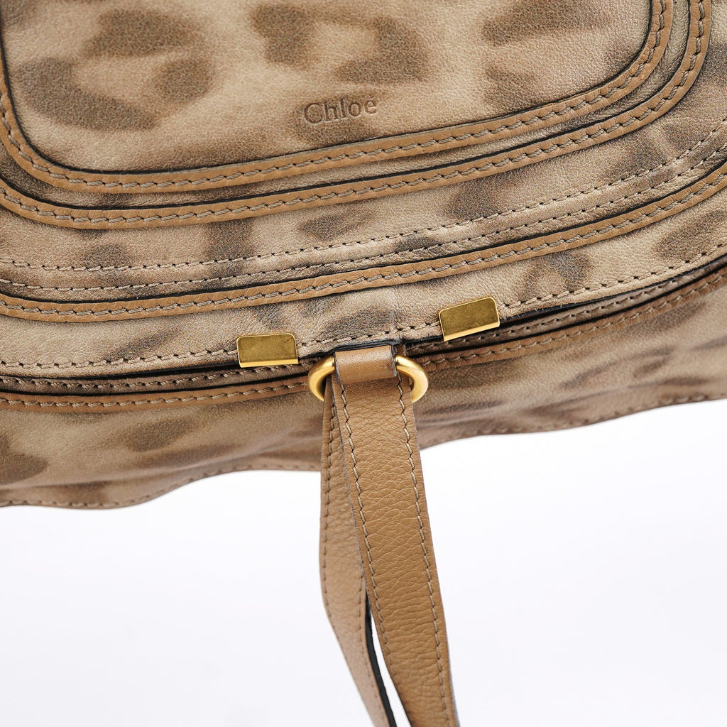 Beige Leopard Leather Marcie Bag 1/150