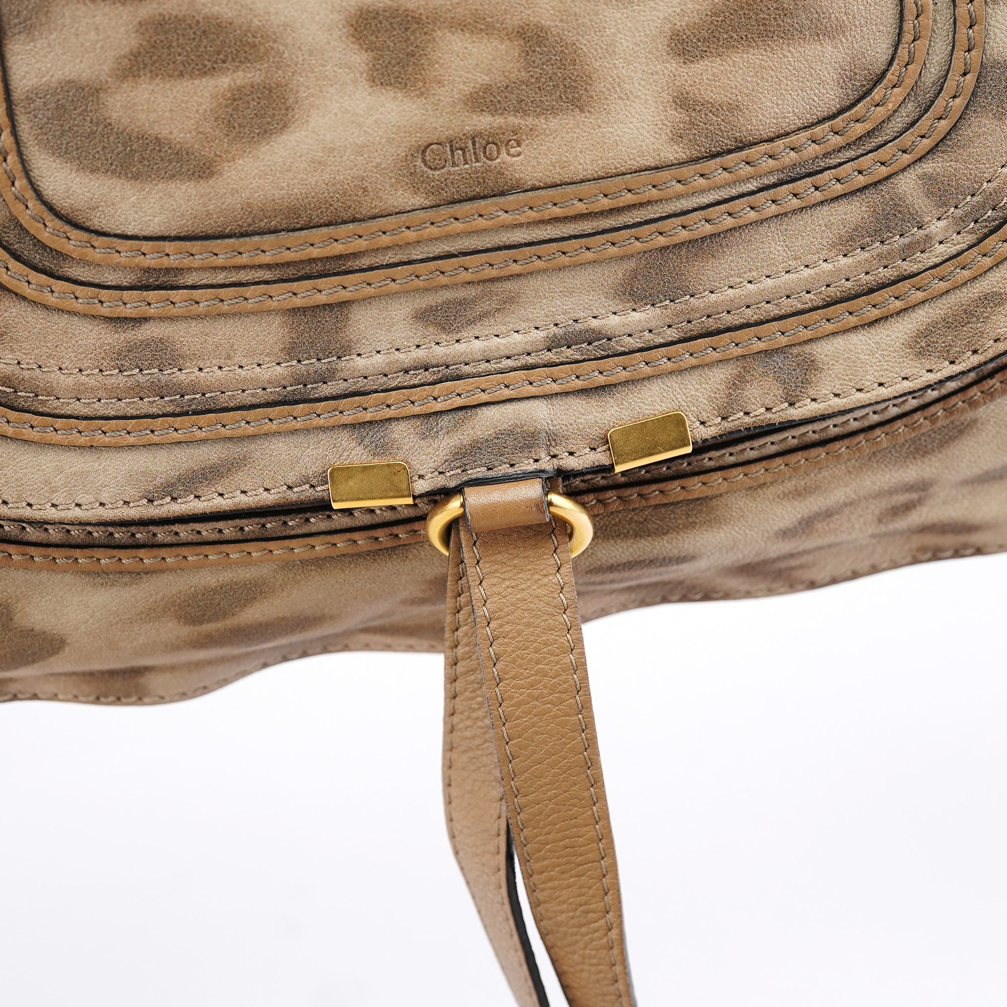 Beige Leopard Leather Marcie Bag 1/150
