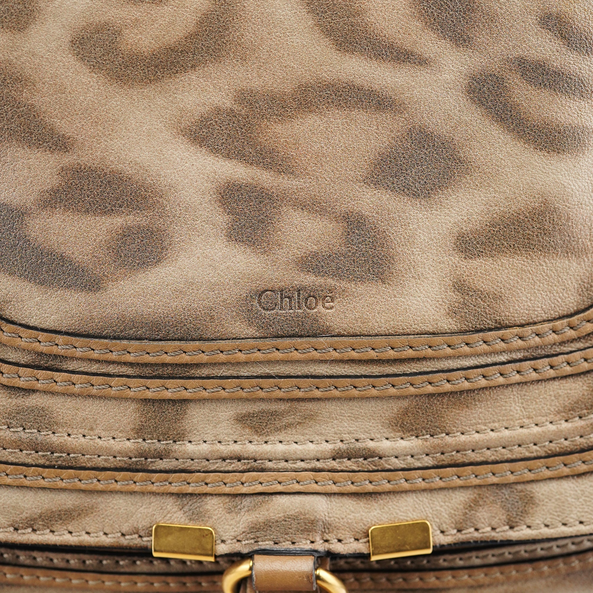 Beige Leopard Leather Marcie Bag 1/150