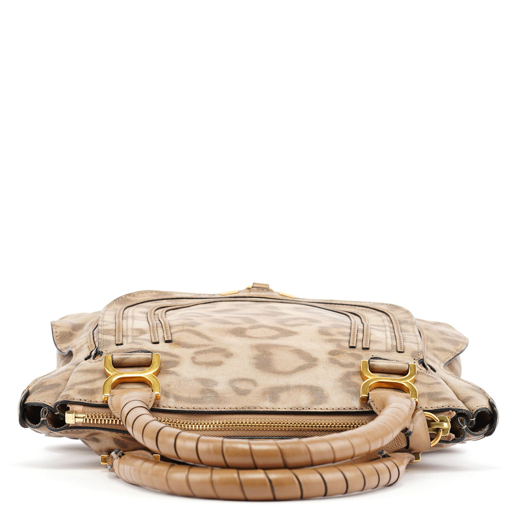 Beige Leopard Leather Marcie Bag 1/150