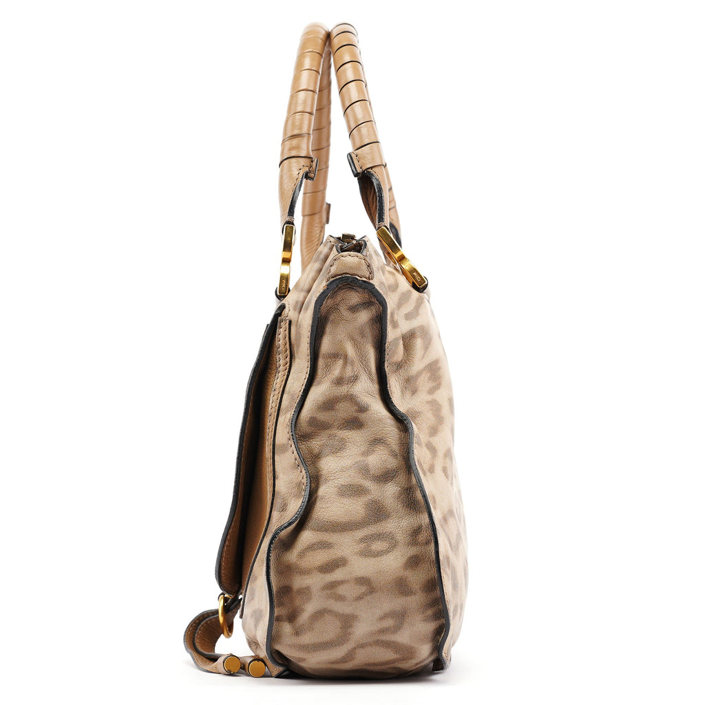 Beige Leopard Leather Marcie Bag 1/150