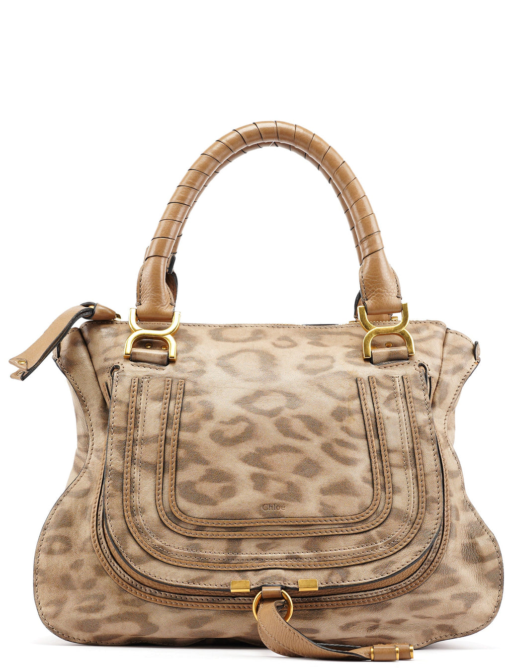 Beige Leopard Leather Marcie Bag 1/150