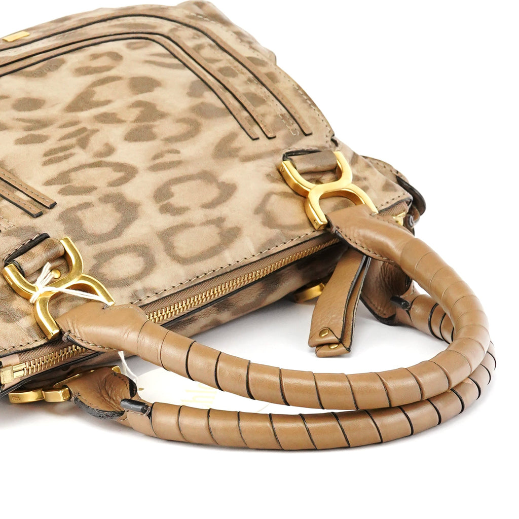 Beige Leopard Leather Marcie Shoulder Bag 1/300
