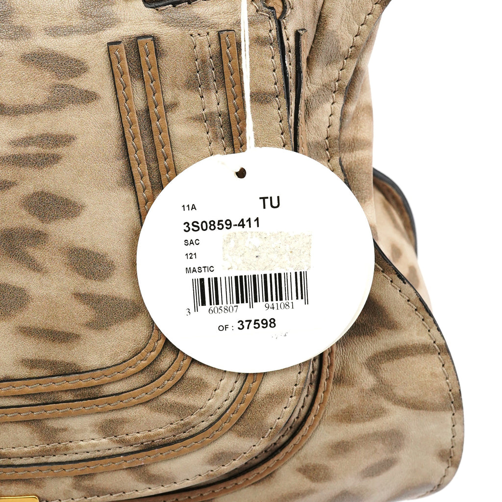Beige Leopard Leather Marcie Shoulder Bag 1/300