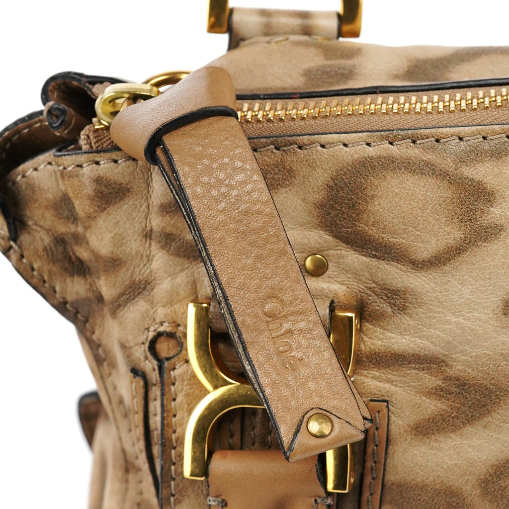 Beige Leopard Leather Marcie Shoulder Bag 1/300