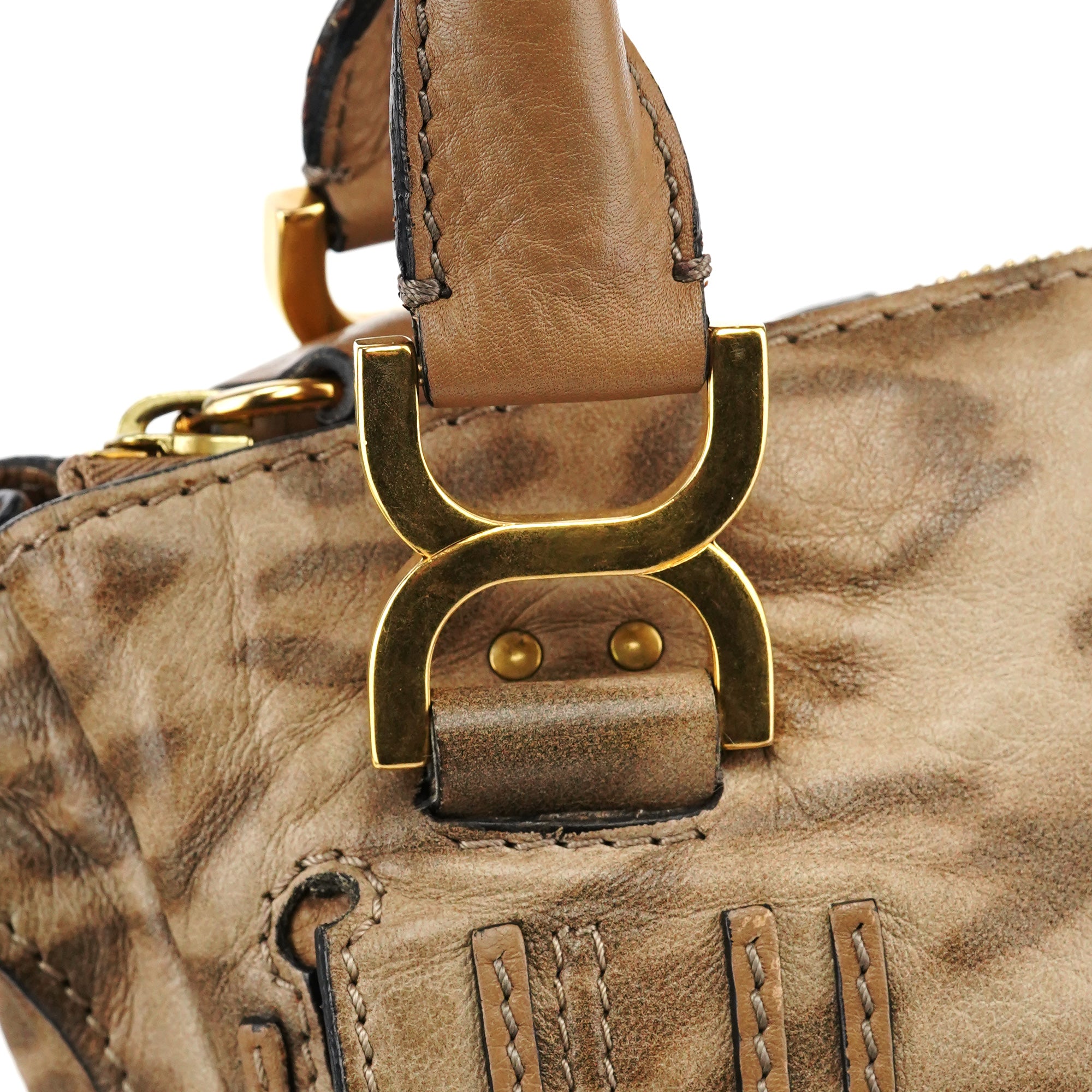 Beige Leopard Leather Marcie Shoulder Bag 1/300