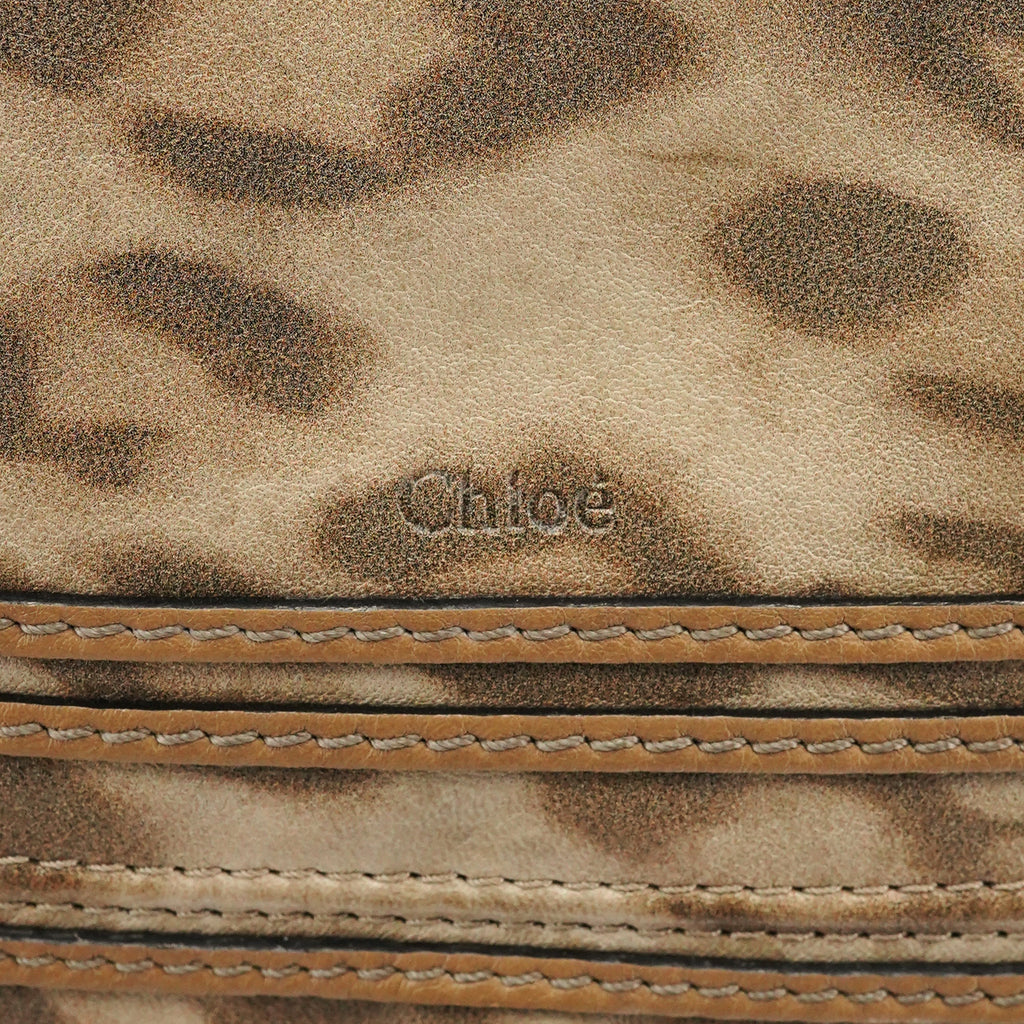 Beige Leopard Leather Marcie Shoulder Bag 1/300