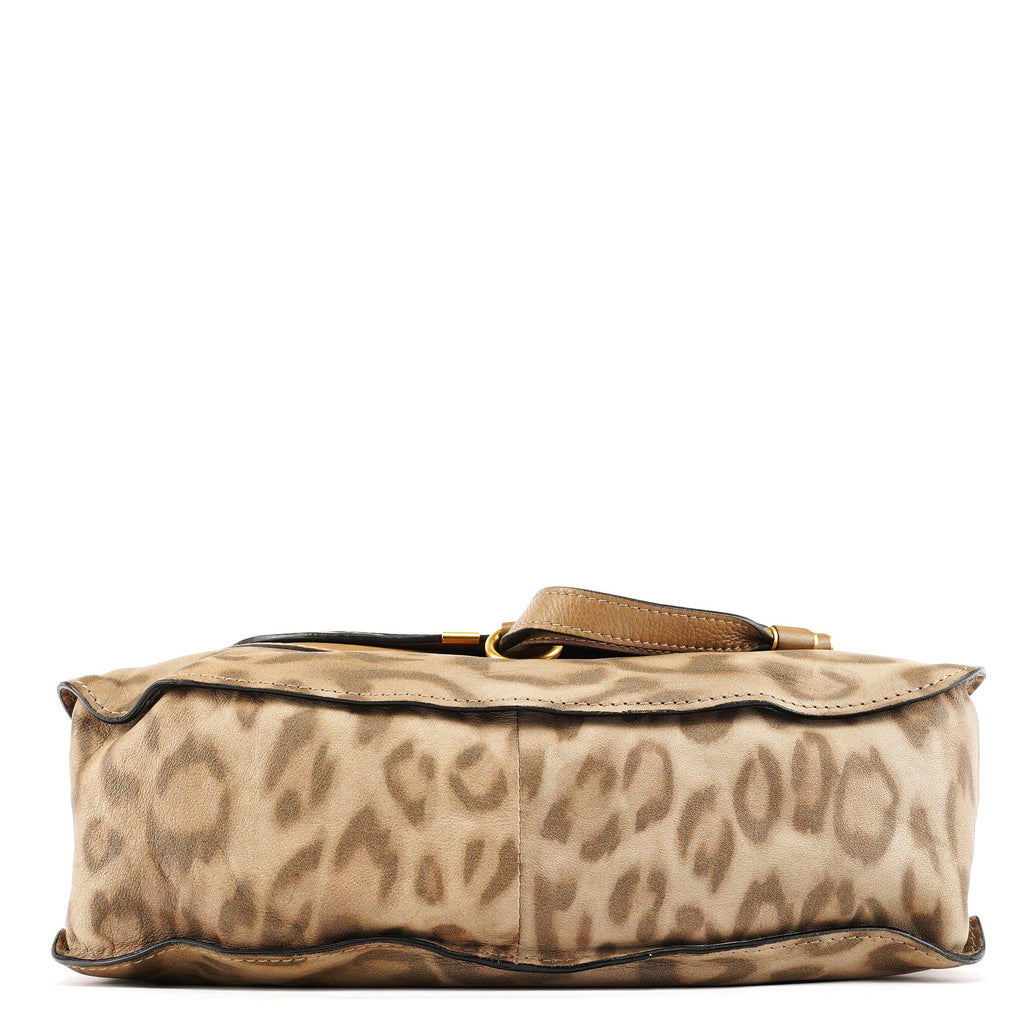 Beige Leopard Leather Marcie Shoulder Bag 1/300