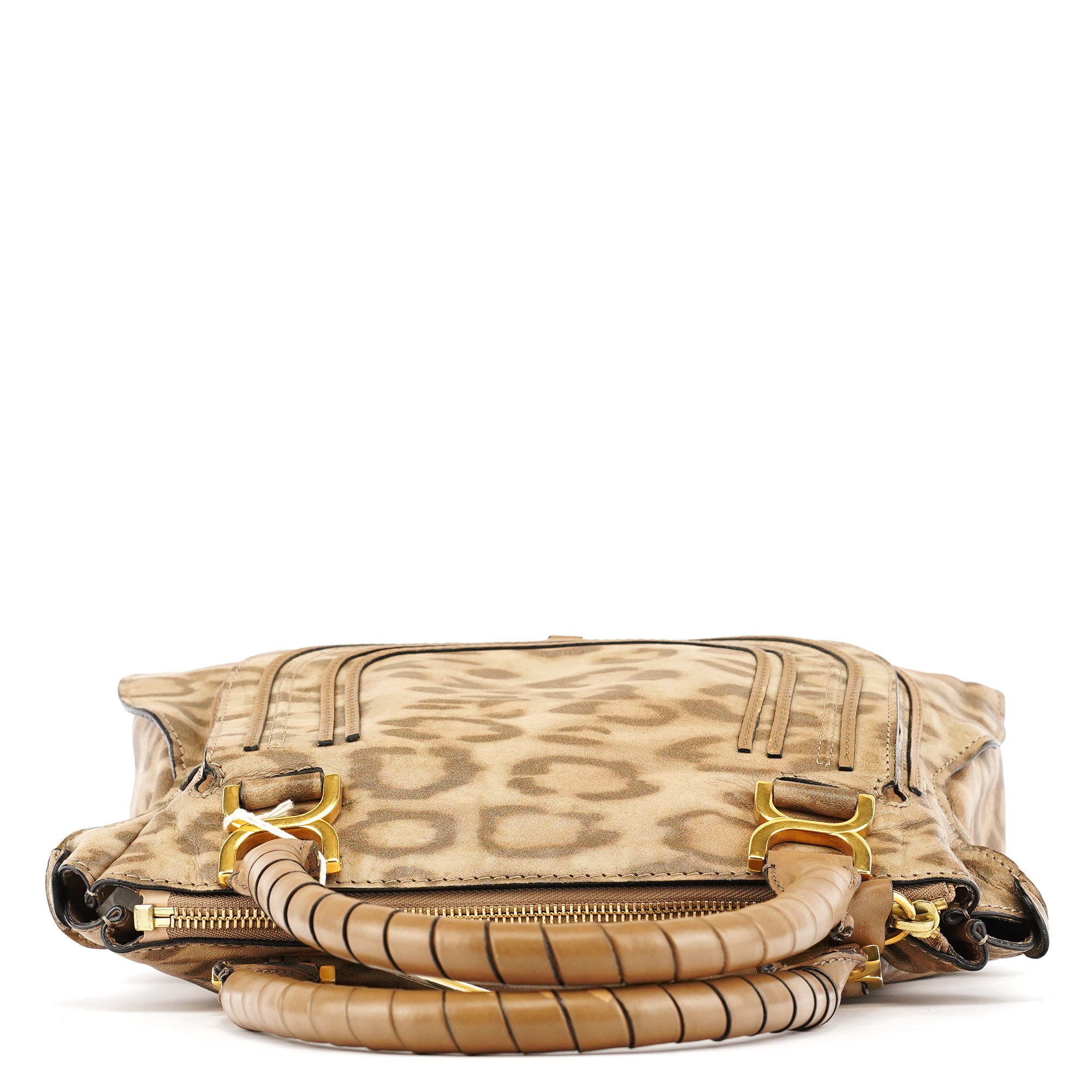 Beige Leopard Leather Marcie Shoulder Bag 1/300