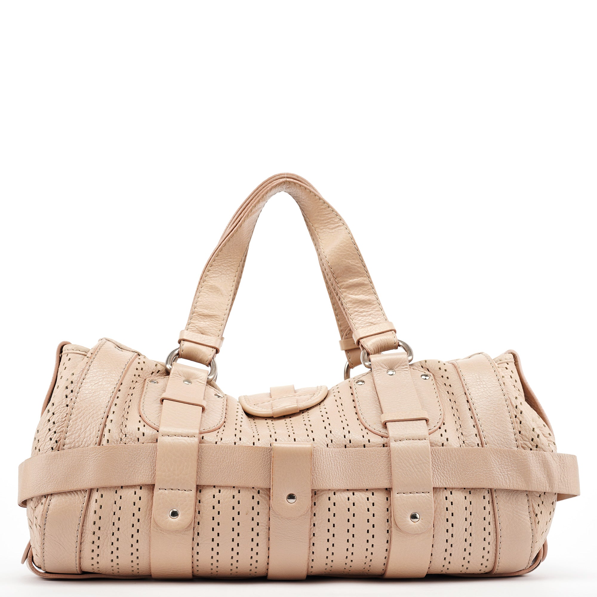 Beige Perforated Leather Kerala Bag