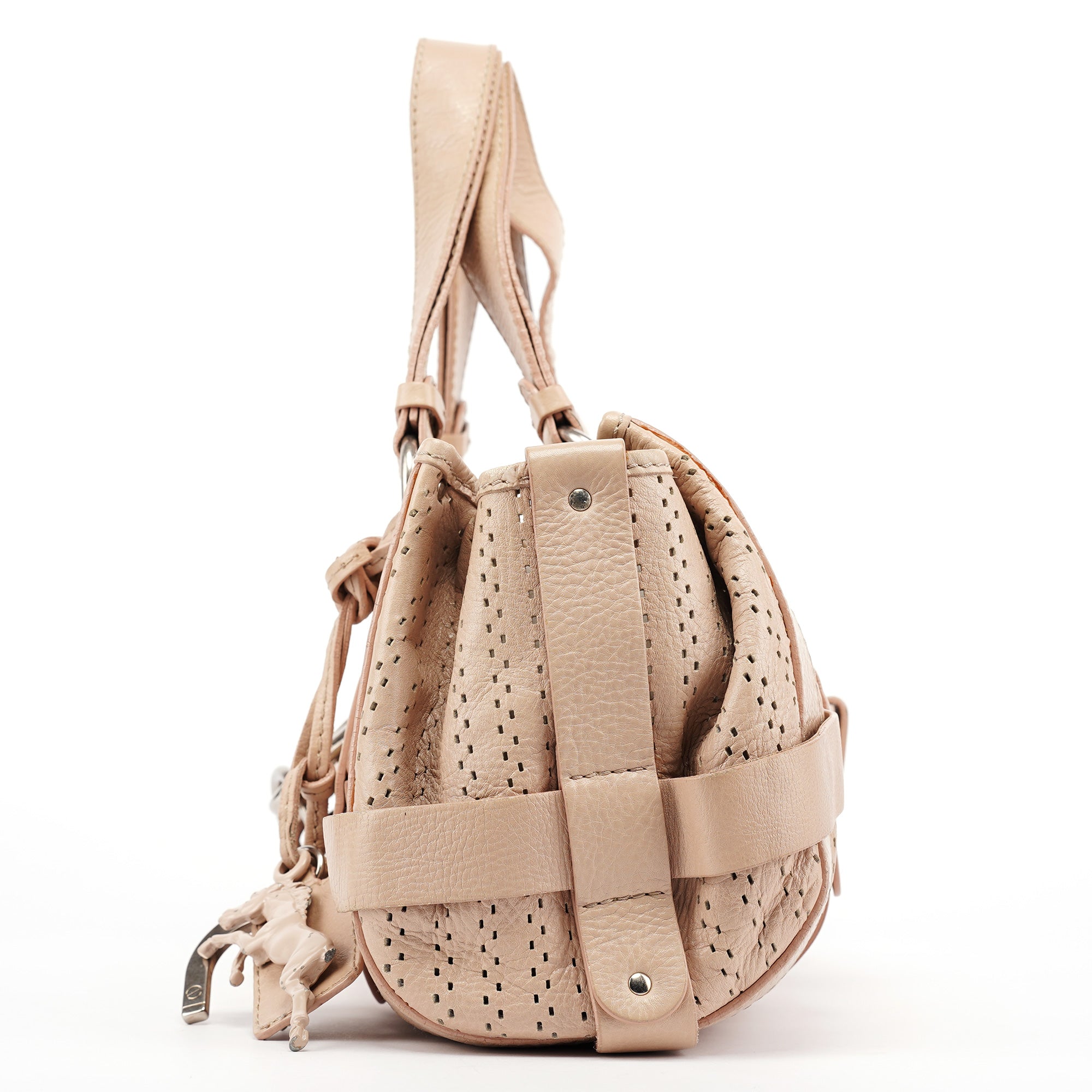 Beige Perforated Leather Kerala Bag