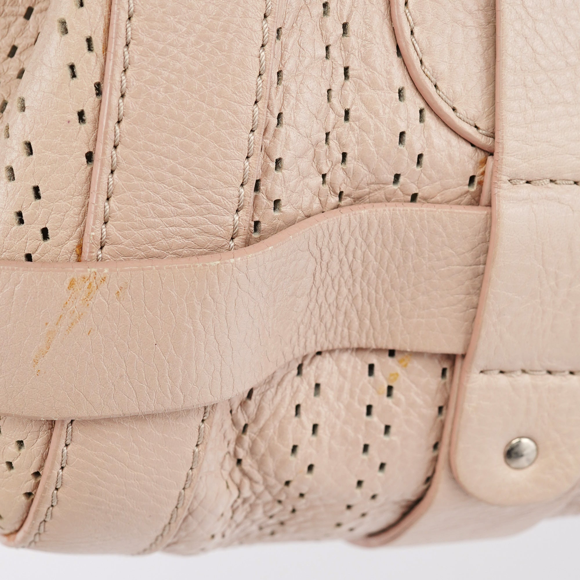 Beige Perforated Leather Kerala Bag