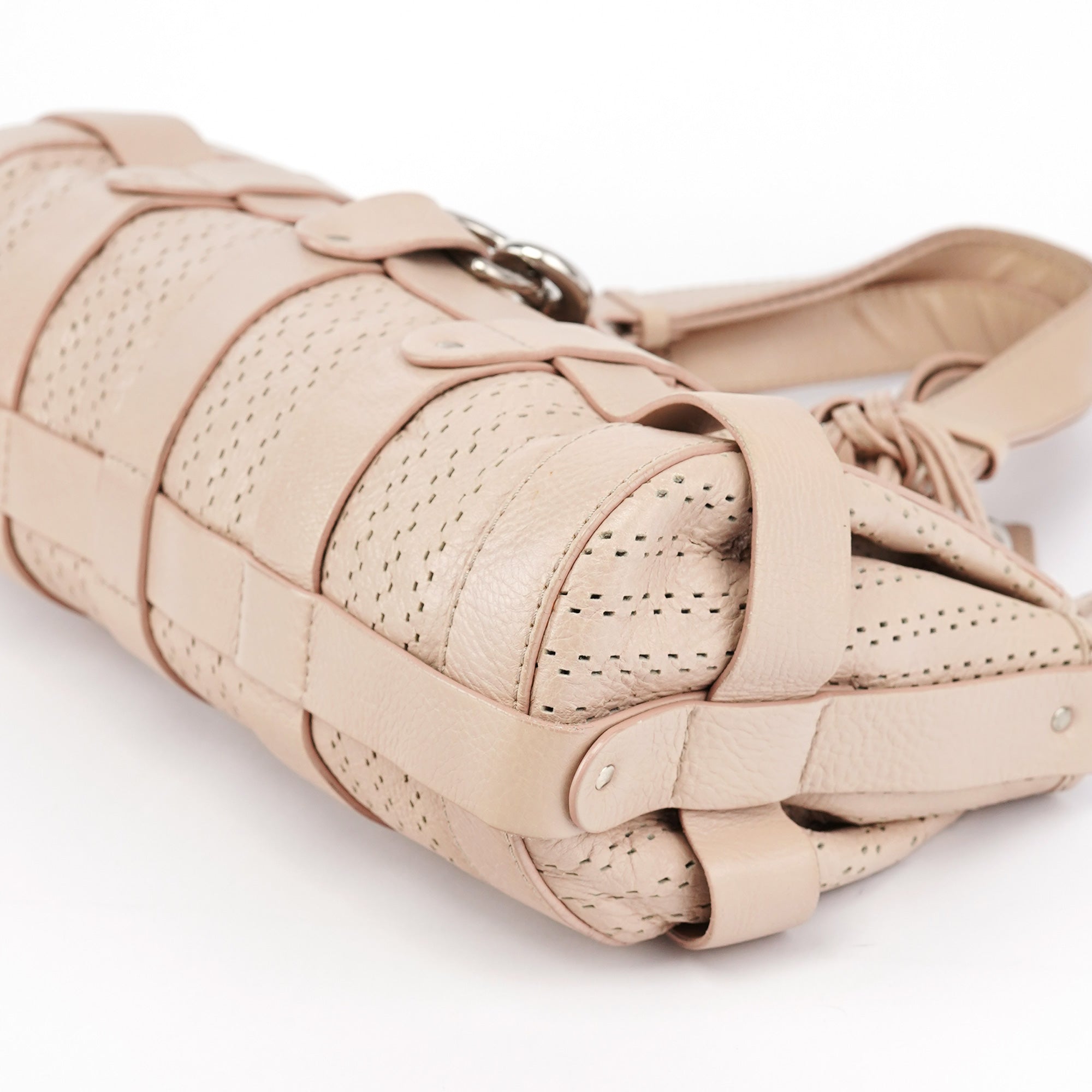 Beige Perforated Leather Kerala Bag