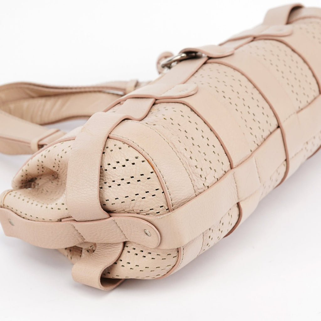 Beige Perforated Leather Kerala Bag