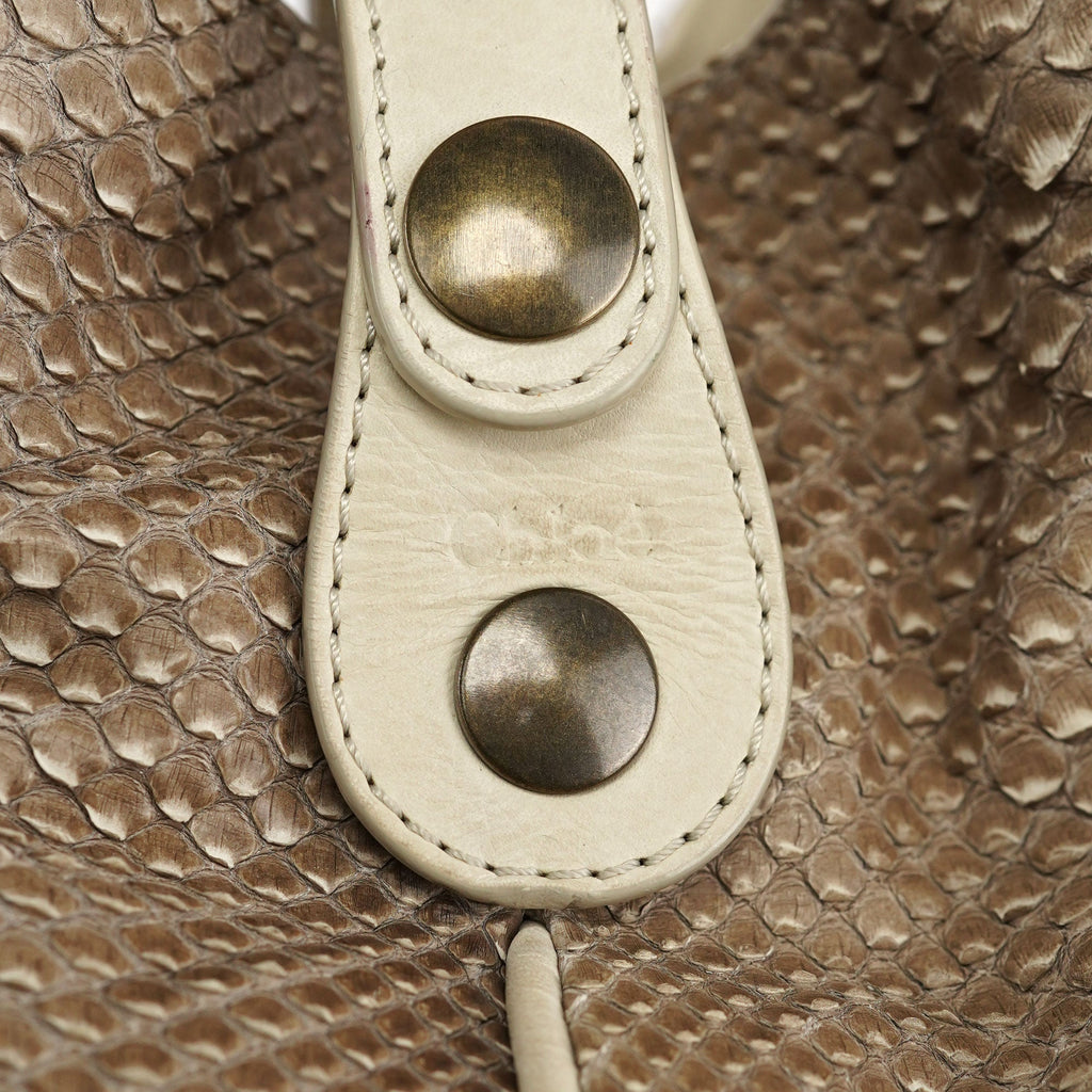 Beige Small Python Silverado Bag