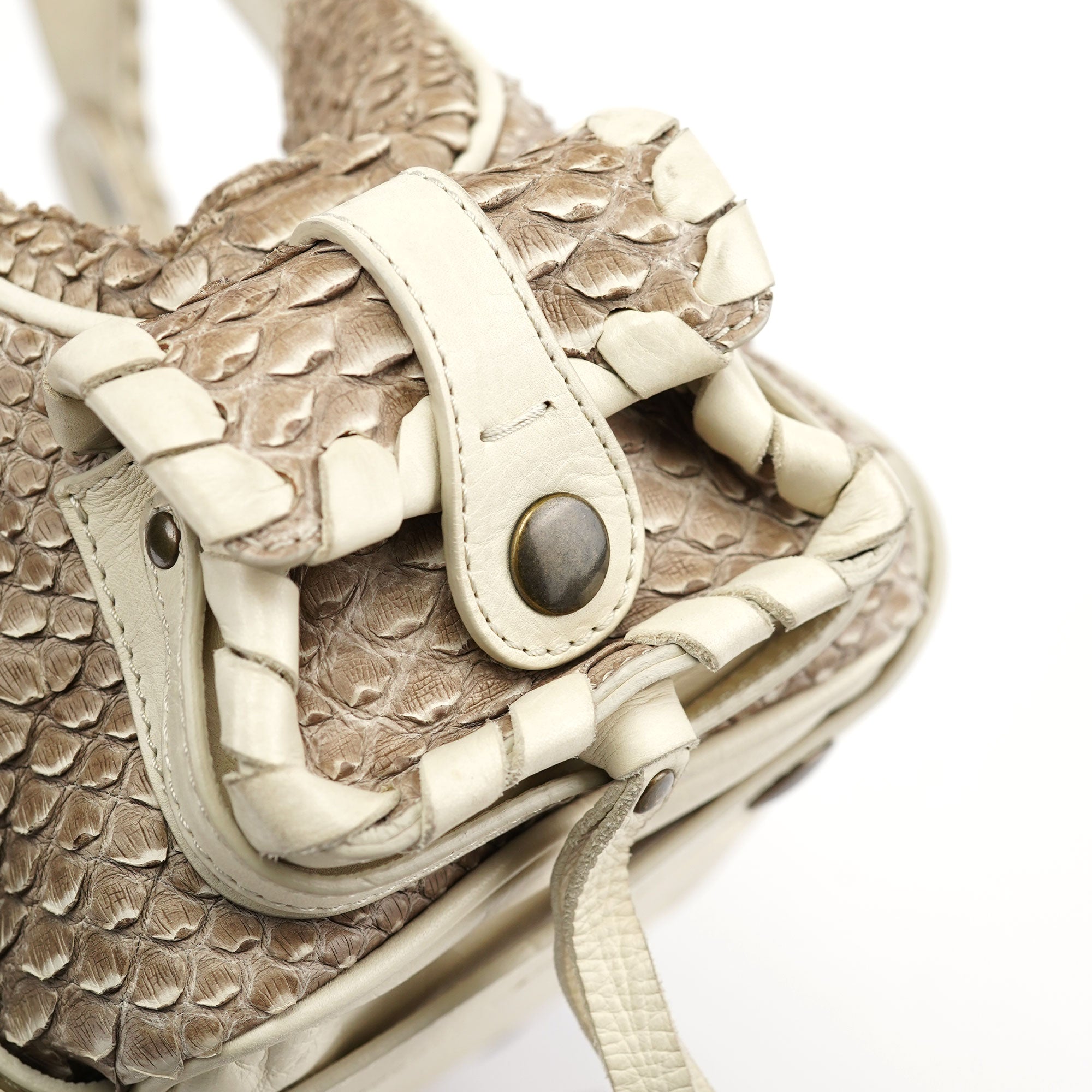 Beige Small Python Silverado Bag