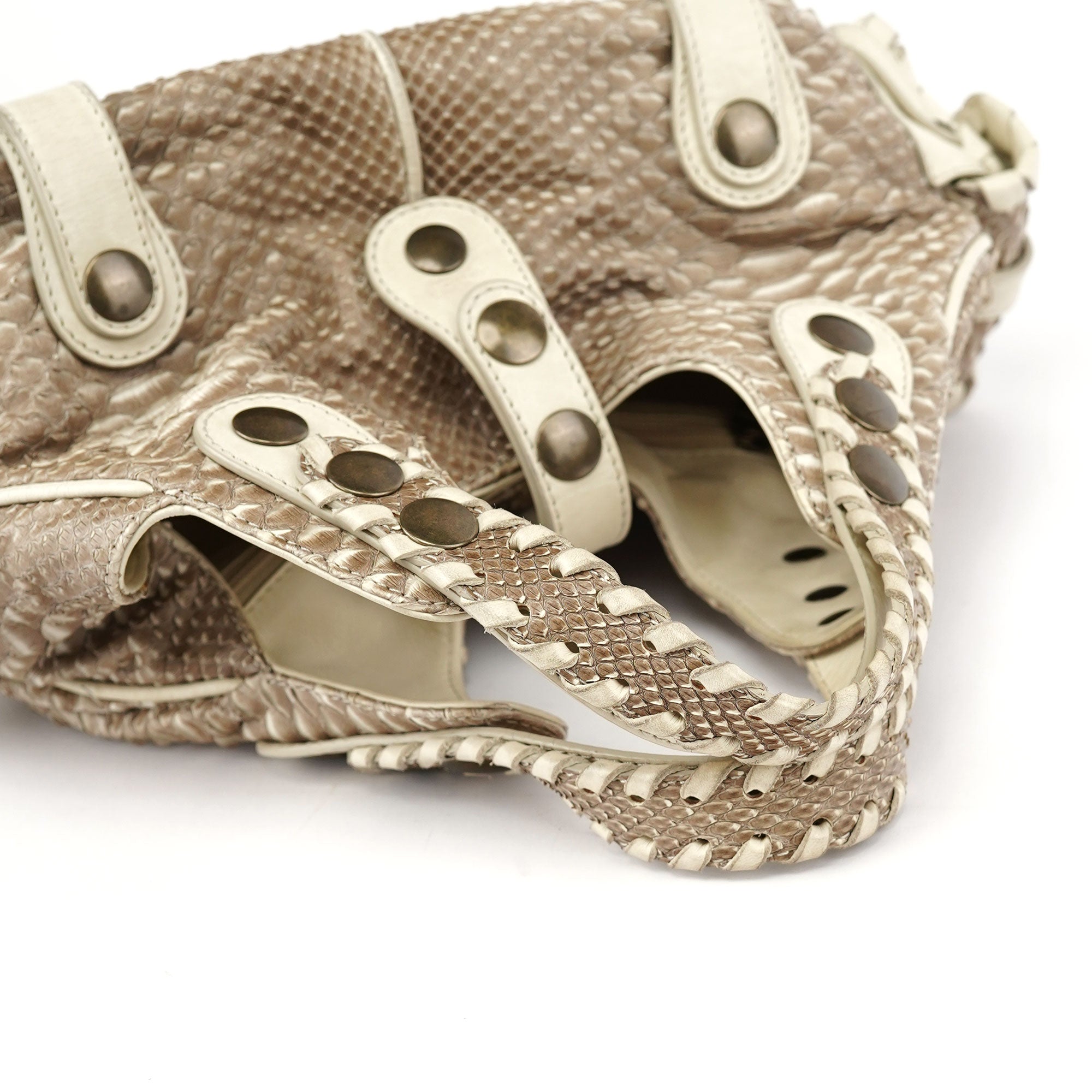 Beige Small Python Silverado Bag