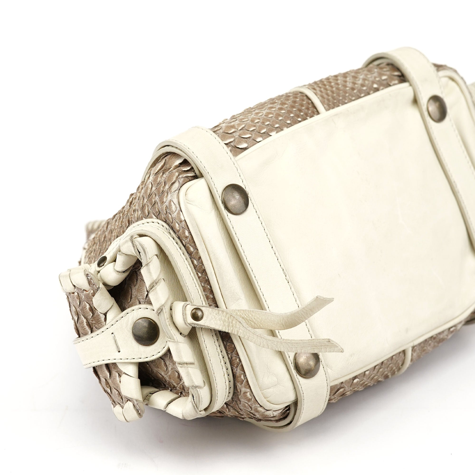 Beige Small Python Silverado Bag