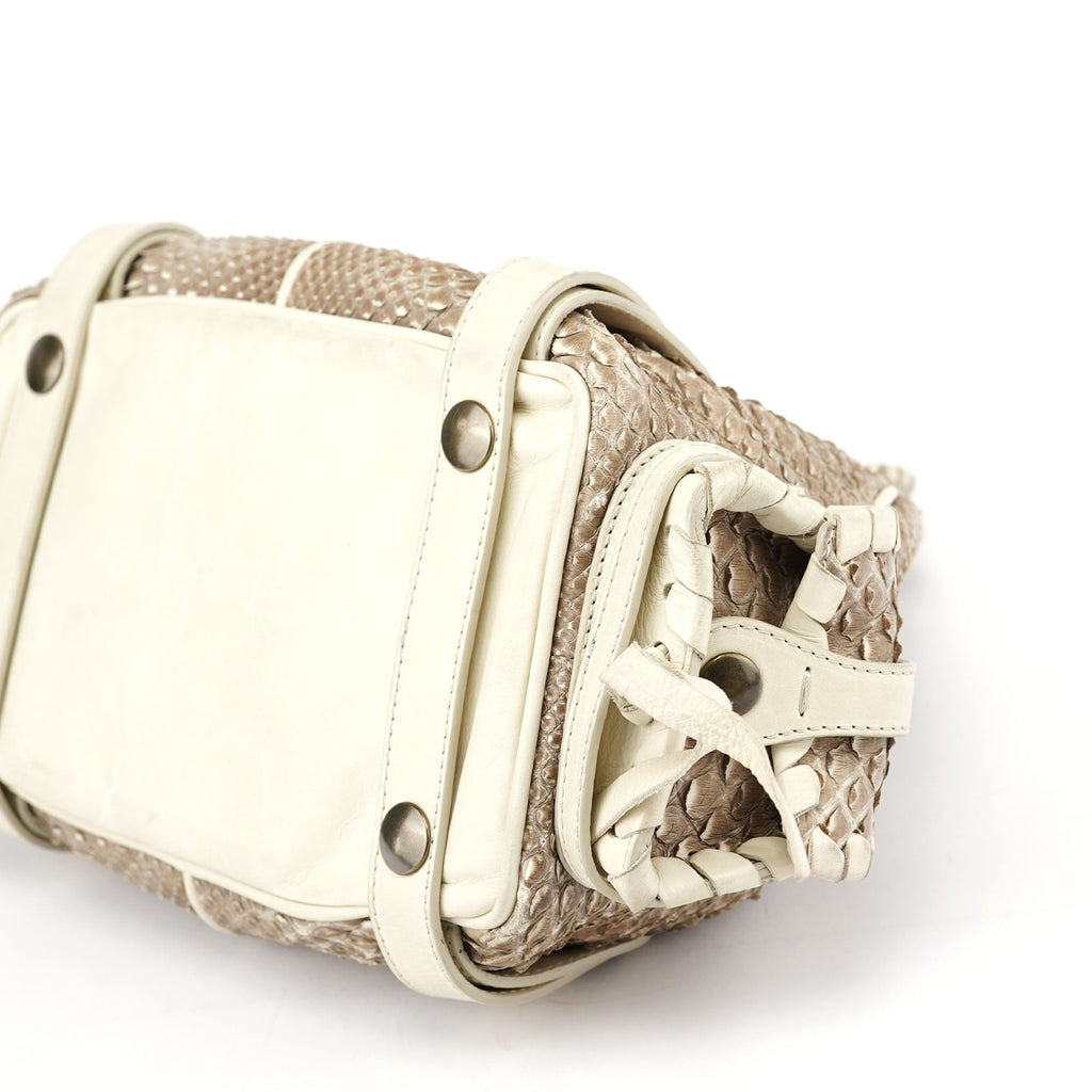 Beige Small Python Silverado Bag