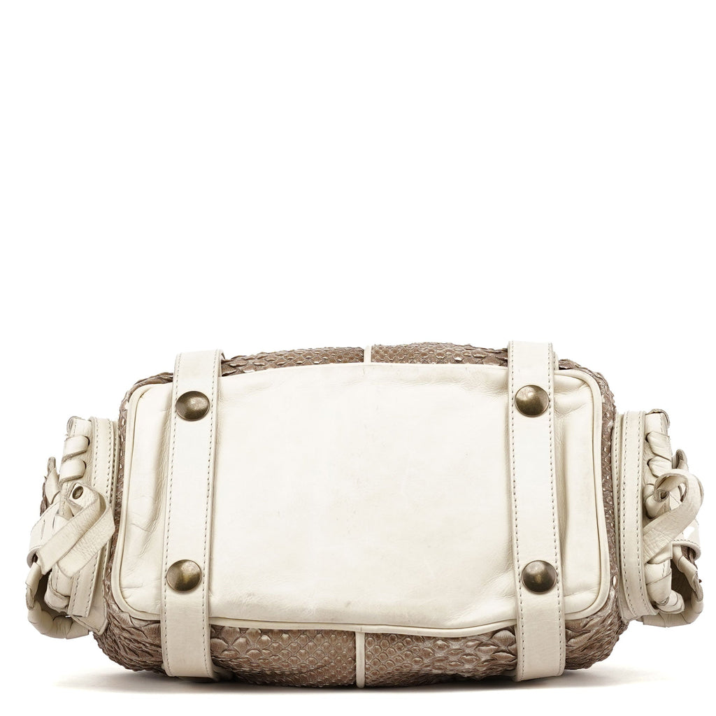 Beige Small Python Silverado Bag
