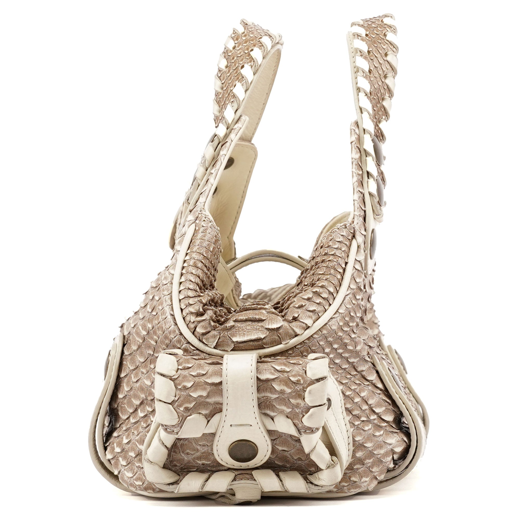 Beige Small Python Silverado Bag